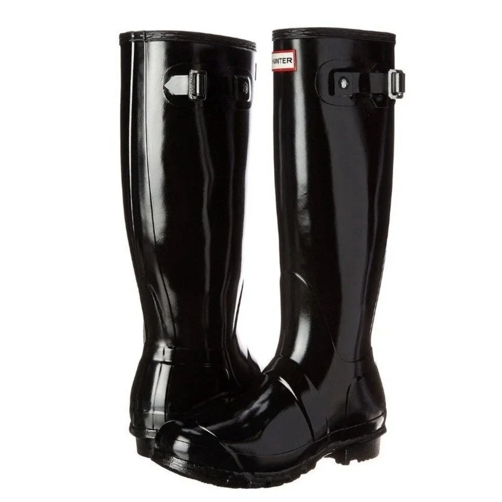 Hunter Original Tall Gloss Women's Rain Boots WFT1000RGL Black Size 7